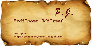 Prépost József névjegykártya